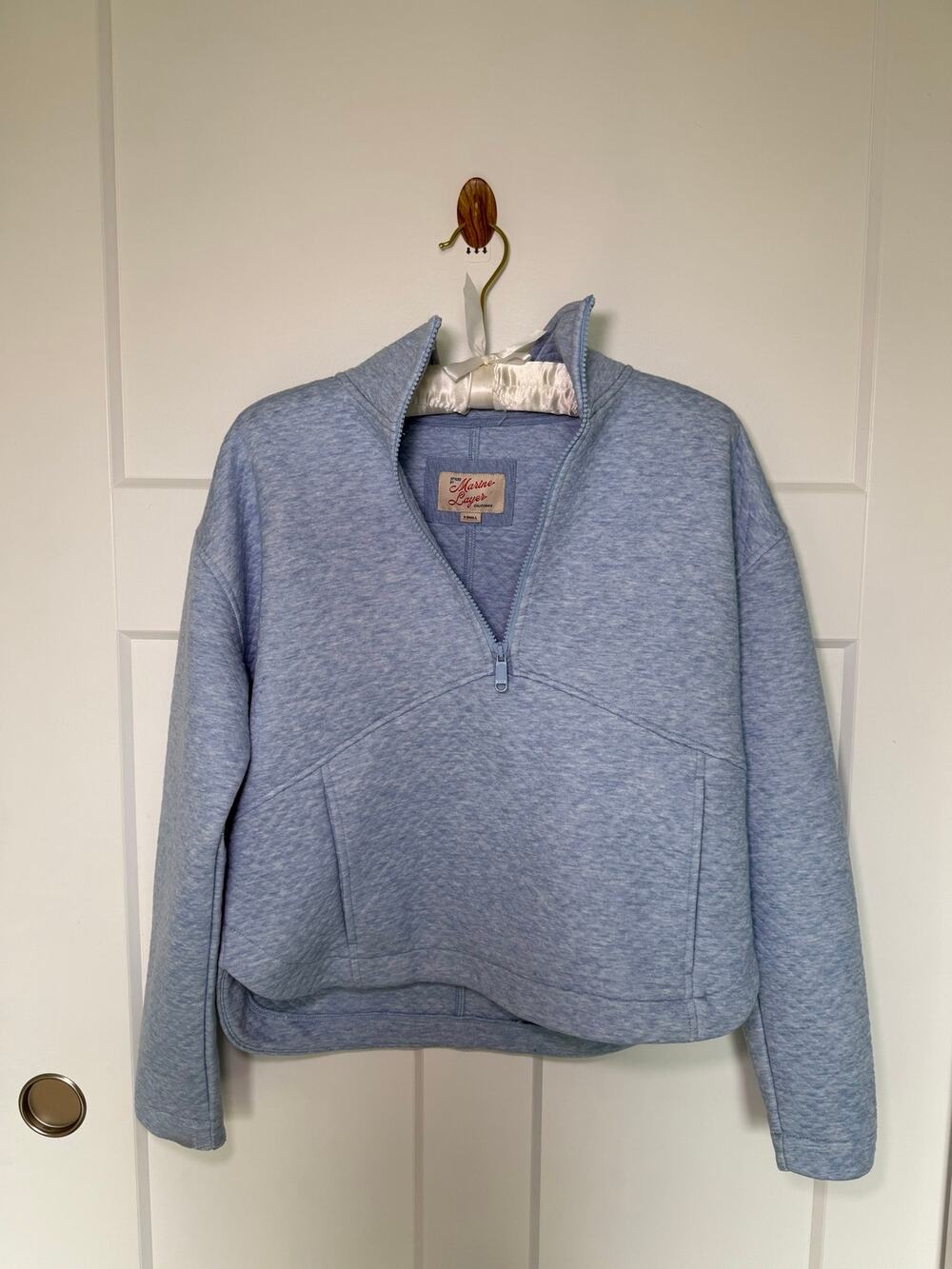 Marine Layer Corbet Quilted Quarter Zip Pullover Light Blue Women’s XS